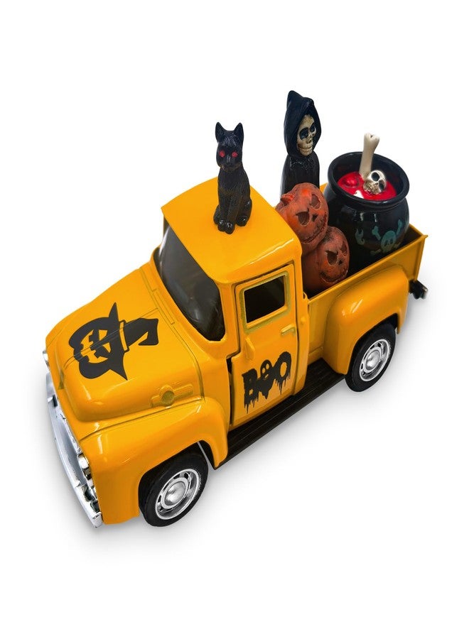 Teeloray Skeletons Halloween Decorations Indoor Vintage Metal Truck with Halloween Miniature Scene Accessories Jack o Lantern Pumpkins Black Cat Ghost Decor Trick or Treat Sign for Home Table Tiered Tray - Image 1